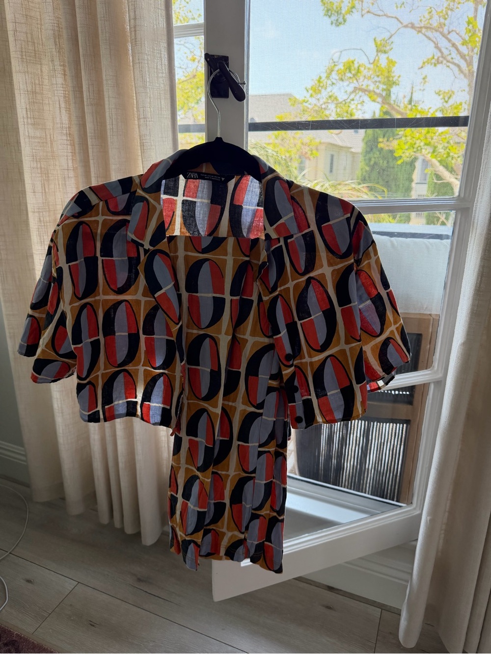 Zara Set Geometric Print Short Sleeve Shirt - Multi Color